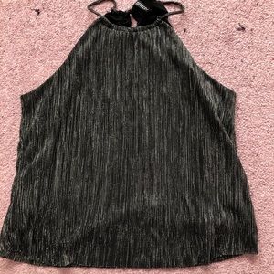 H&M silver and black mesh halter tank top